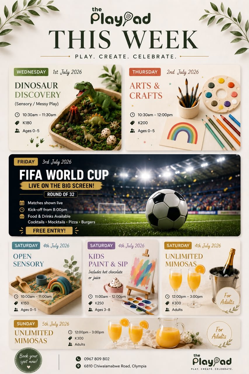 This week's kids' play activity schedule poster